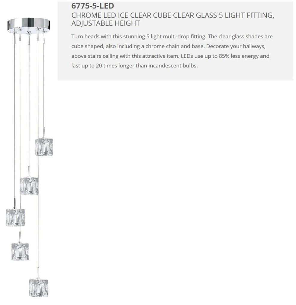 Lustra LED design modern Ice Cube H-116cm 6775-5-LED SRT