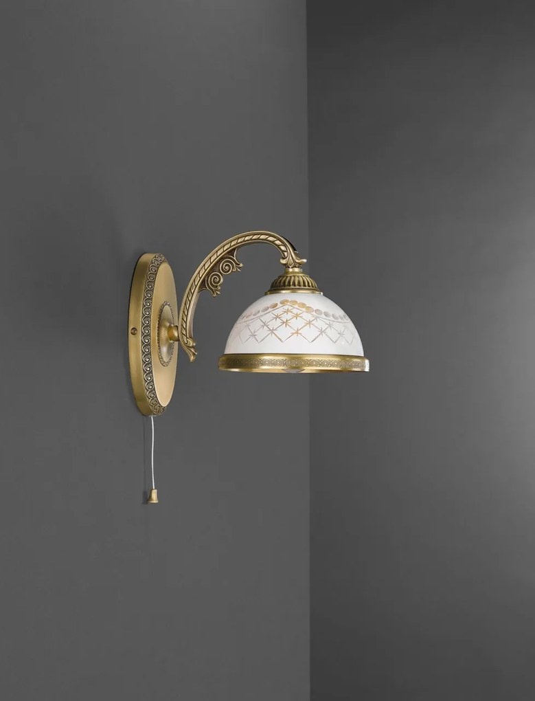Aplica de perete clasic design italian din alama, sticla 7002 RA-A. 7002/1