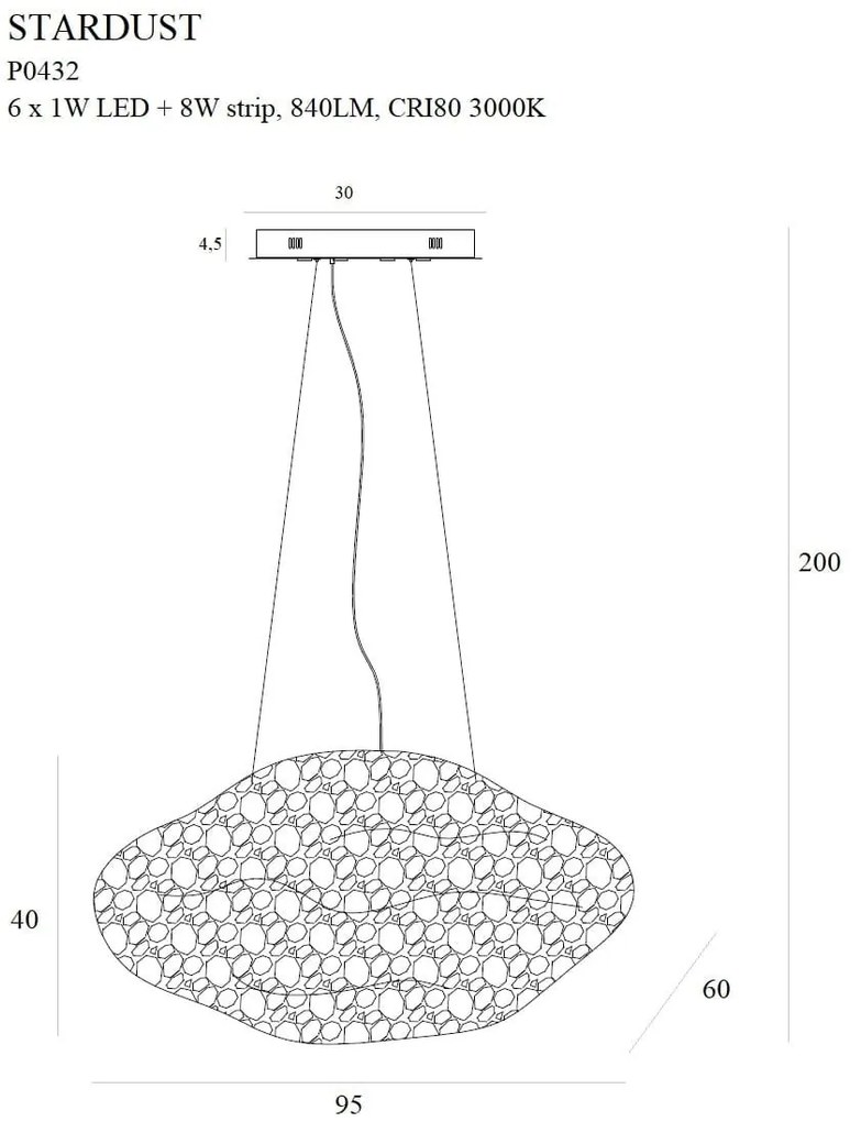 Lustra LED dimabila suspendata Stardust aurie