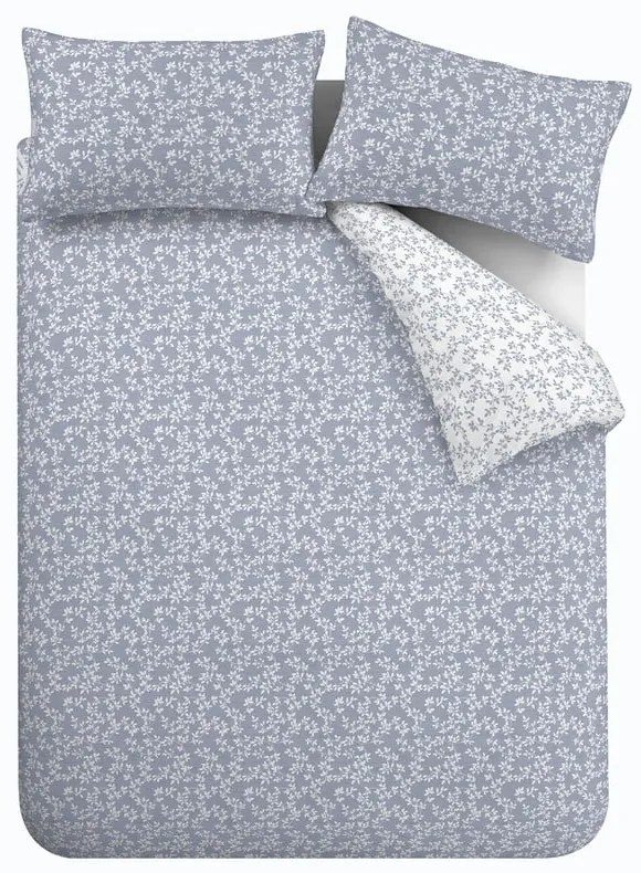 Lenjerie de pat albă/albastră din bumbac pentru pat dublu 200x200 cm Shadow Leaves – Bianca