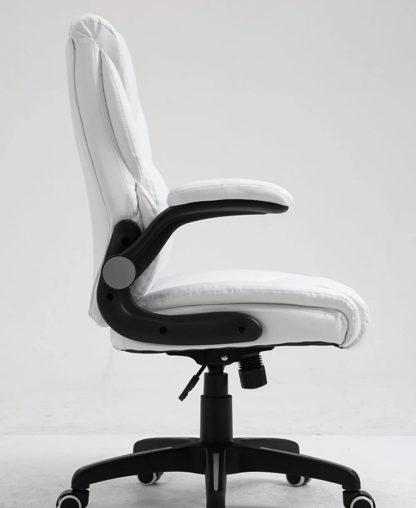 Scaun directorial, Rezistent 150 kg, Sezut cu Arcuri Metalice și Spumă, inaltime reglabila, Alb