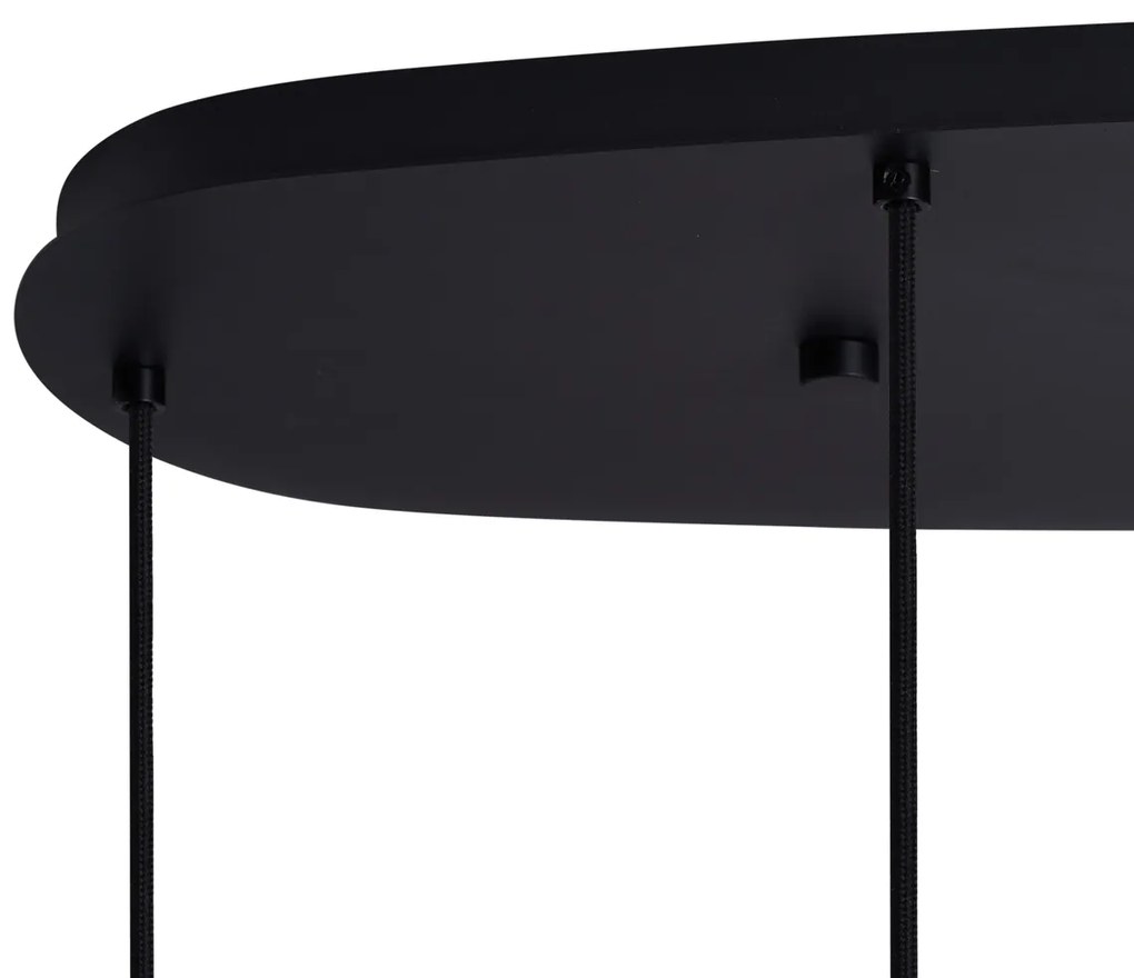 Lampă modernă pendant neagră cu sticlă fumuriu 6 lumini - Duplantis