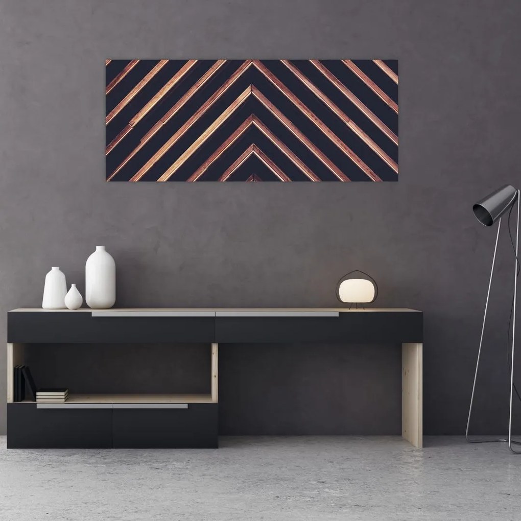 Tablou - Motiv de lemn pe fond negru (120x50 cm)