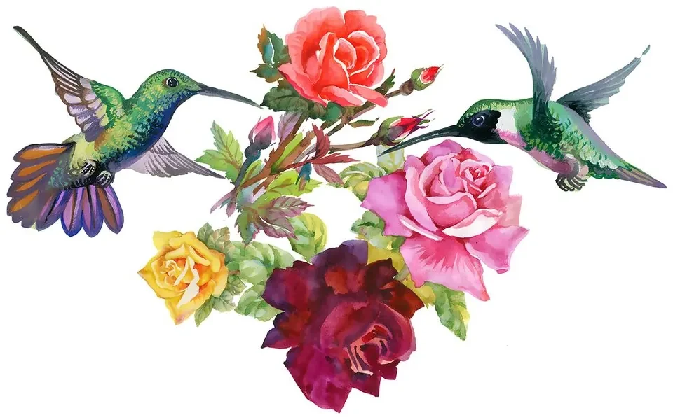 Tapet colibri cu flori