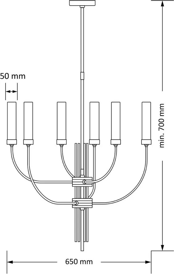 Candelabru modern realizat manual din alama Mussa 6L