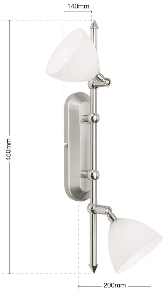 Aplica de perete sau tavan design modern OPALDESIGN 2L, satin