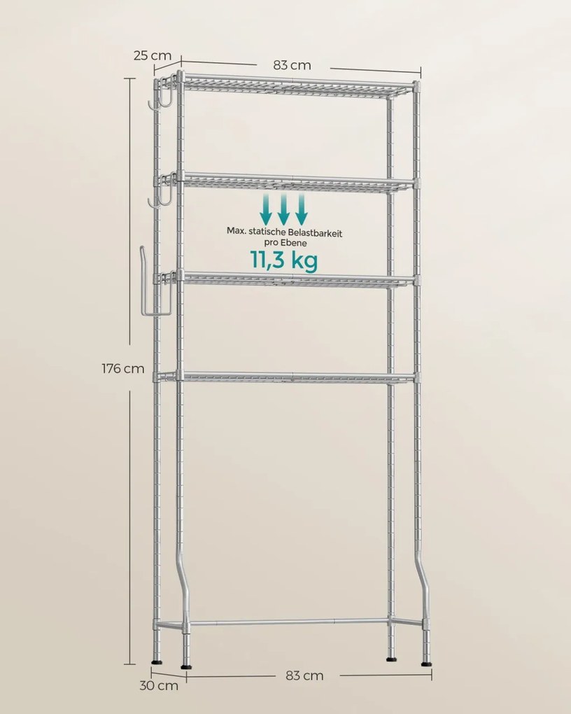 Raft baie WC Songmics Gri 83x30x179 cm