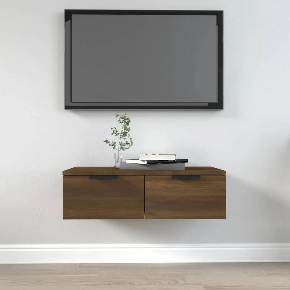Comoda TV de perete, stejar maro, 68x30x20 cm, lemn prelucrat Stejar brun