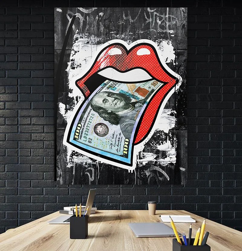 Tablou canvas Dollar Lips 120x80 cm