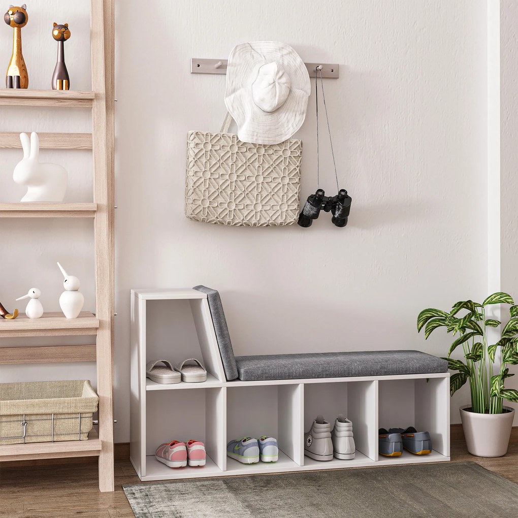 HOMCOM Bibliotecă Modulară cu 5 Rafturi Deschise și 2 Perne, Mobilier pentru Living, Dormitor și Birou, Gri Alb | Aosom Romania