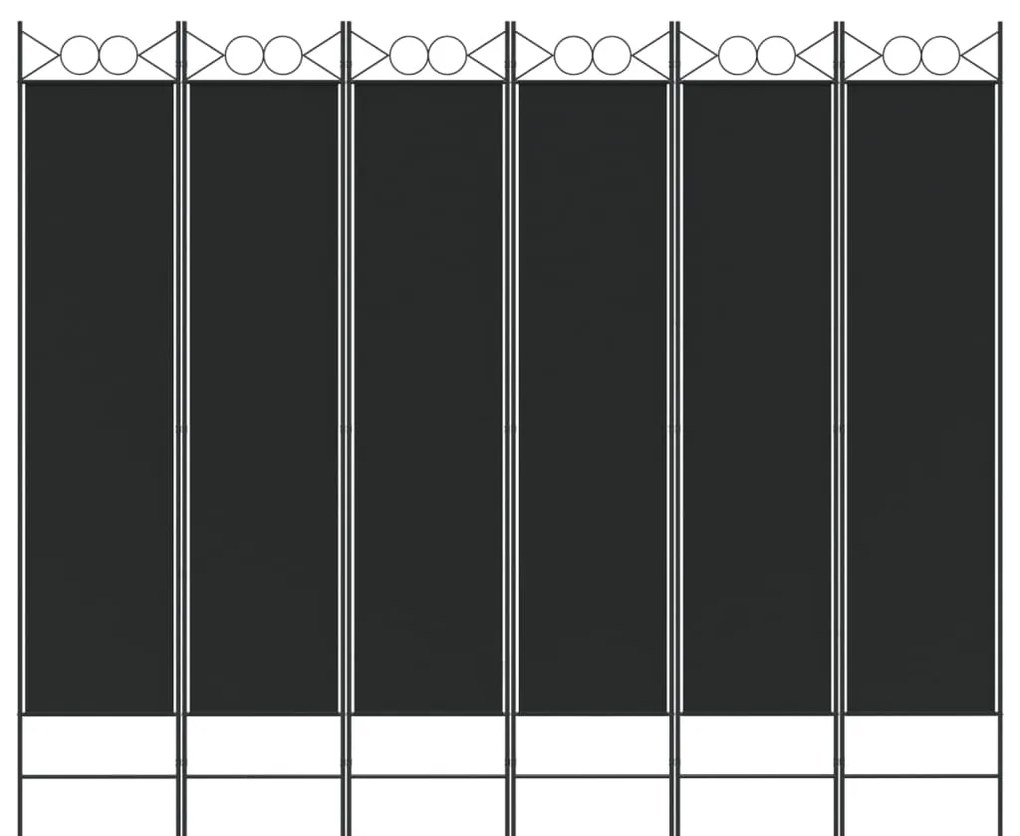 Paravan de cameră cu 6 panouri, negru, 240x200 cm, textil