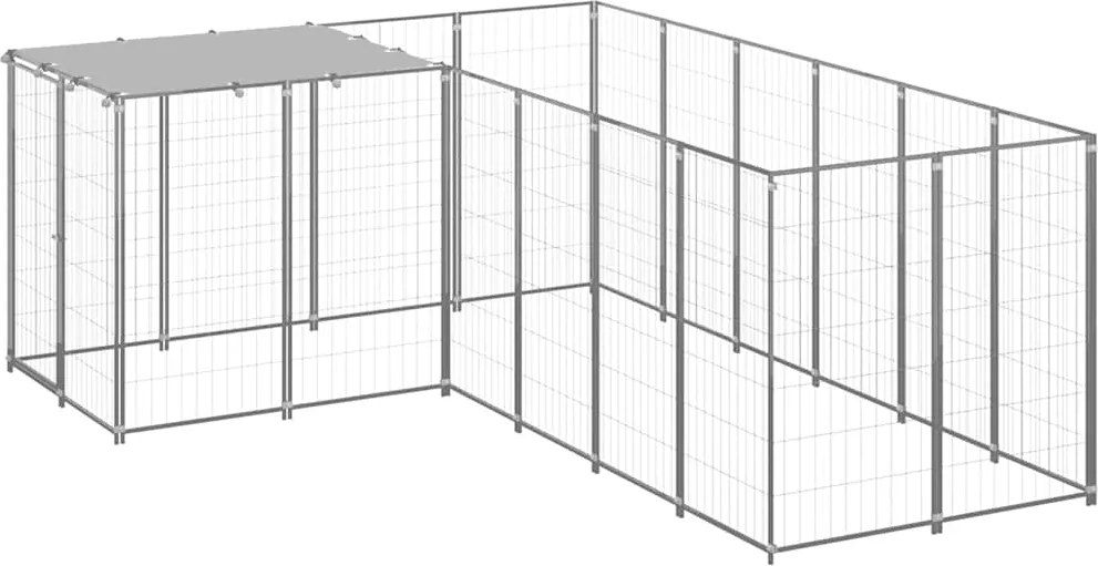 vidaXL Padoc pentru câini, argintiu, 4,84 m², oțel