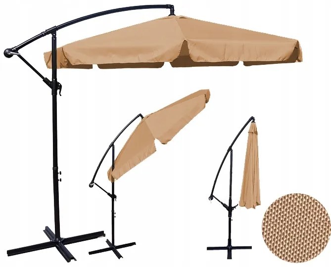ShopJK UMBRELĂ DE SOARE PENTRU GRĂDINĂ 350 CM CAPPUCINO
