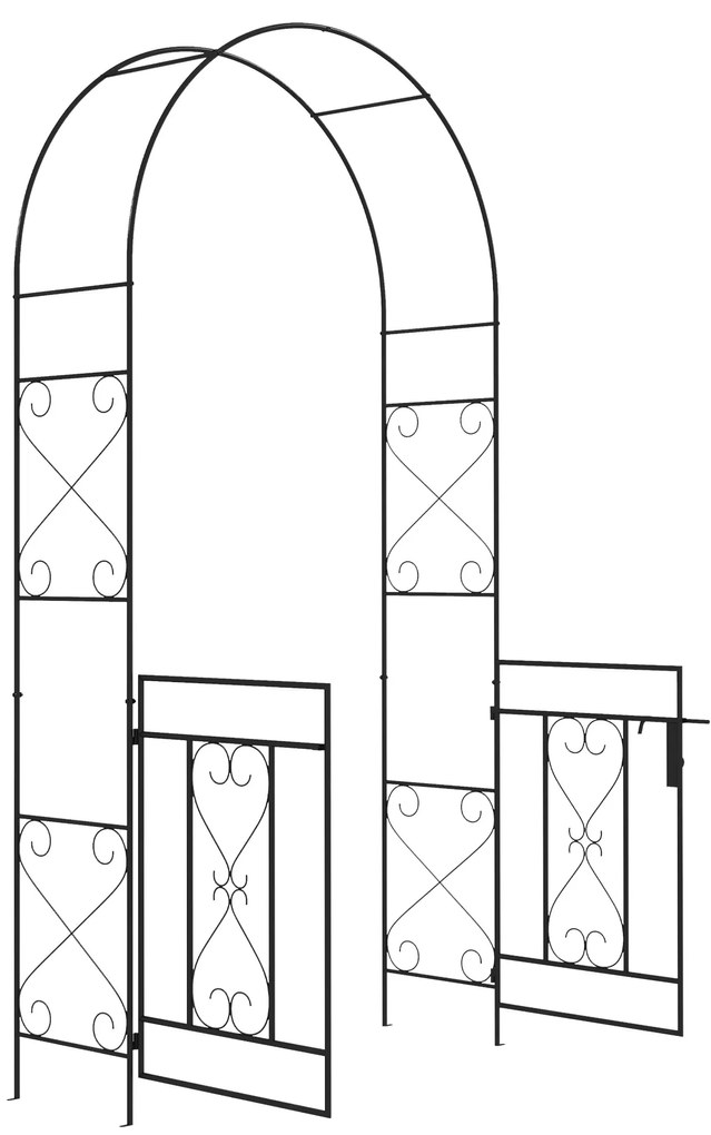 Outsunny Arcadă de Grădină cu poartă Arcadă cu rozariu Stilul Fier Forjat dim. 114L x 36l x 232H cm metal epoxidat Negru | Aosom Romania