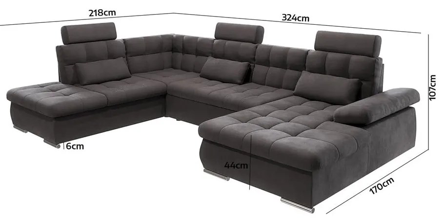 Colțar gri antracit extensibil, cu spațiu de depozitare (cu colț pe partea stângă, în formă de "U") Merkur – Ropez