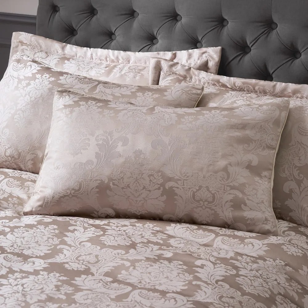 Lenjerie de pat bej din damasc pentru pat de o persoană 135x200 cm Damask Jacquard – Catherine Lansfield