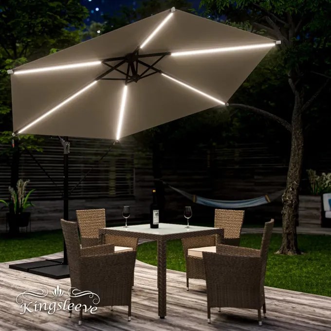 Deuba Umbrelă solară Mali cu LED Ø330 cm - crem