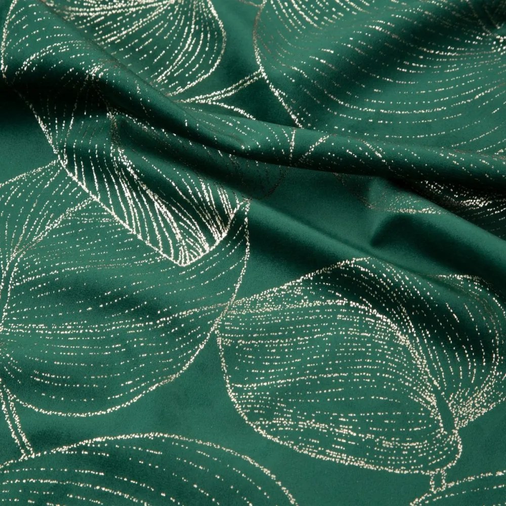 Traversa pentru masa centrală din catifea cu imprimeu de frunze verzi lucioase Lățime: 35 cm | Lungime: 220 cm