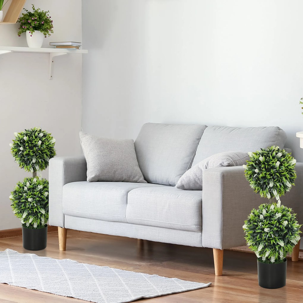 HOMCOM Set 2 plante artificiale, rezistente la UV, în ghiveci cu flori, 70 cm plantă de interior pentru sufragerie, grădină | Aosom Romania