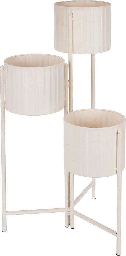Suport de flori loft pentru 3 ghivece VIKO, metalic, crem.