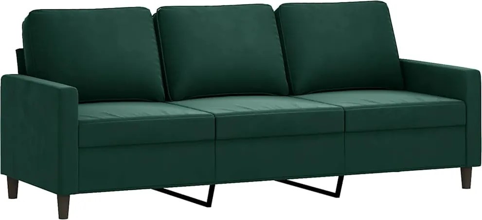 vidaXL Canapea cu 3 locuri, verde închis, 180 cm, catifea