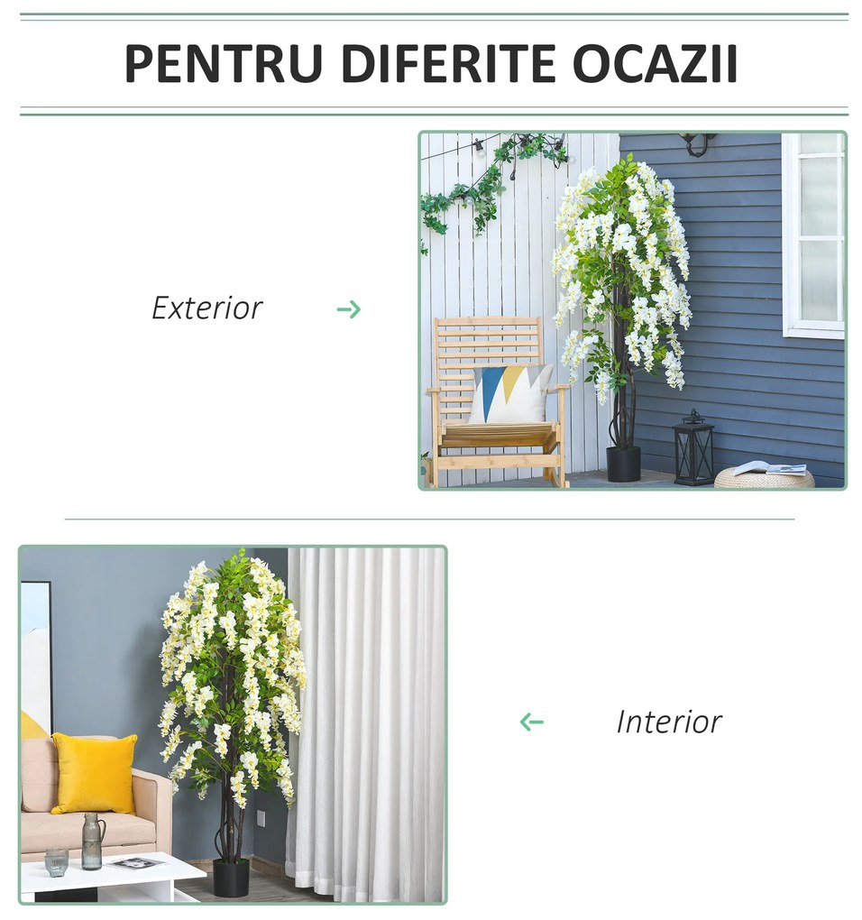 Plante artificiale inalte realista, 165 cm, Outsunny,alba | Aosom Romania