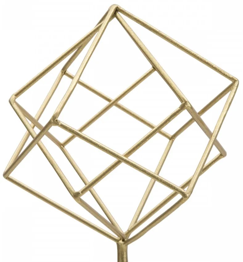 Decoratiune cuburi aurii din metal si marmura, 16x18x52,5 cm, Cube Mauro Ferretti