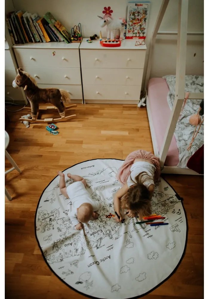 Set covor și markere pentru textile Butter Kings Field Full of Animals, ø 130 cm