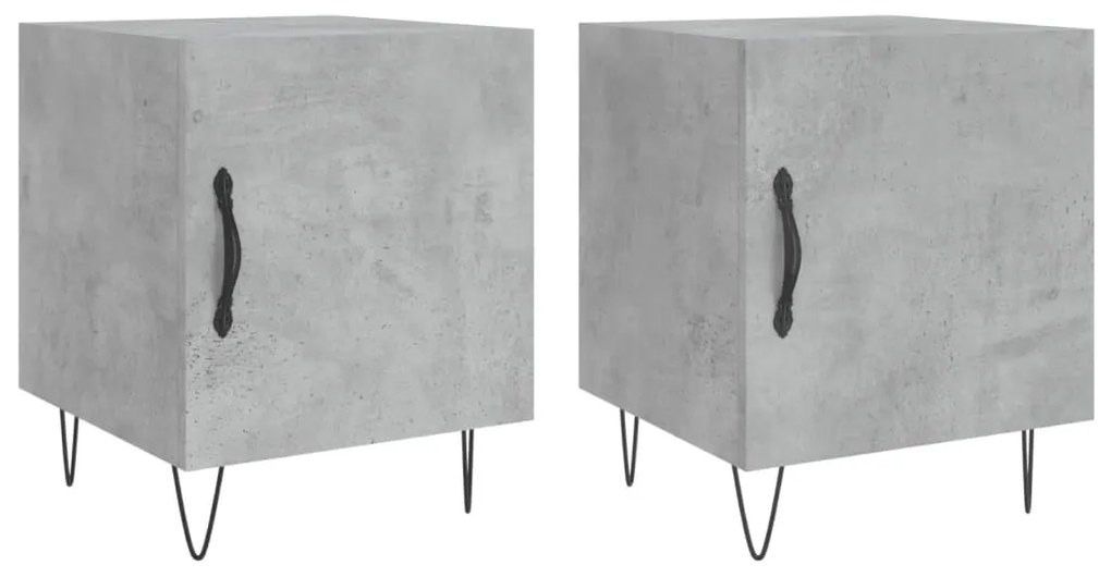 vidaXL Noptiere, 2 buc., gri beton, 40x40x50 cm, lemn compozit