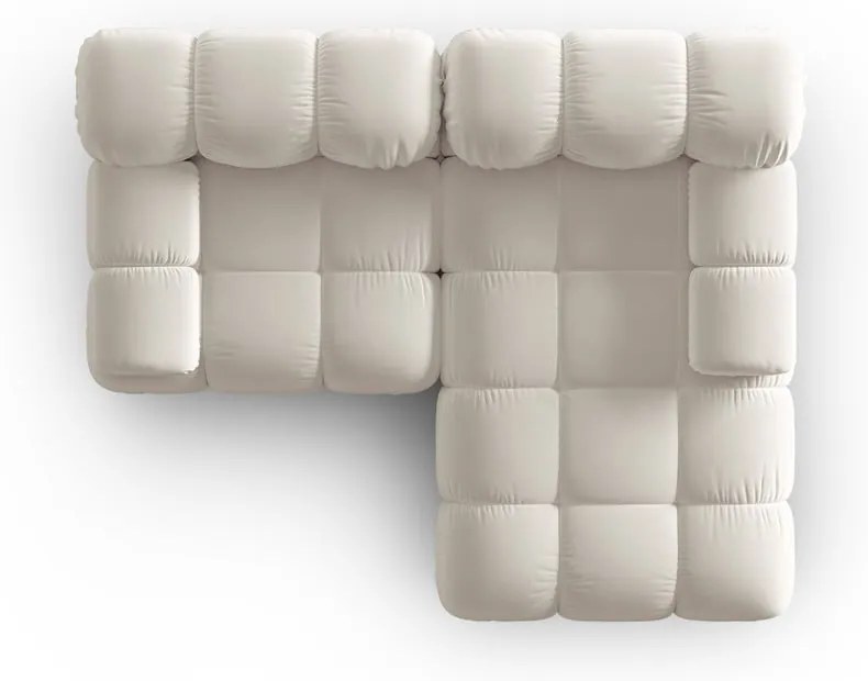 Colțar modular bej cu tapițerie din catifea (cu colț pe partea dreaptă) Bellis – Micadoni