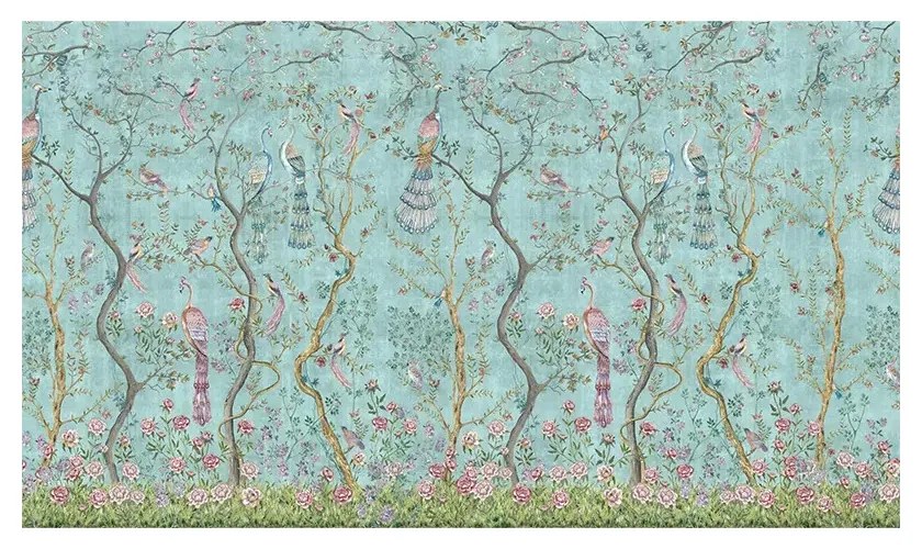 Tapet VLAdiLA Peacock Chinoiserie in Turqoise 520 x 300 cm