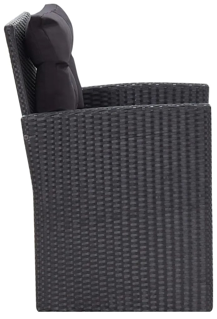 Set mobilier de gradina cu perne, 6 piese, negru, poliratan