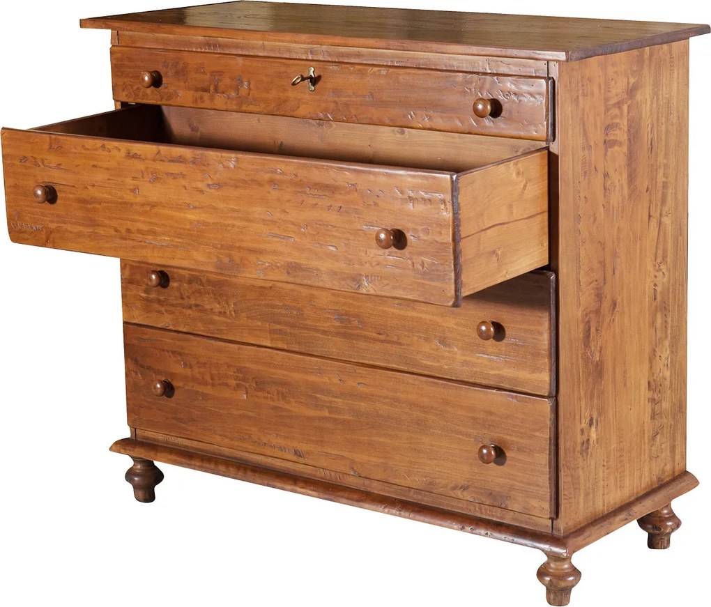 Comoda, L114 48 H99 cm, nuc antichizat, lemn masiv