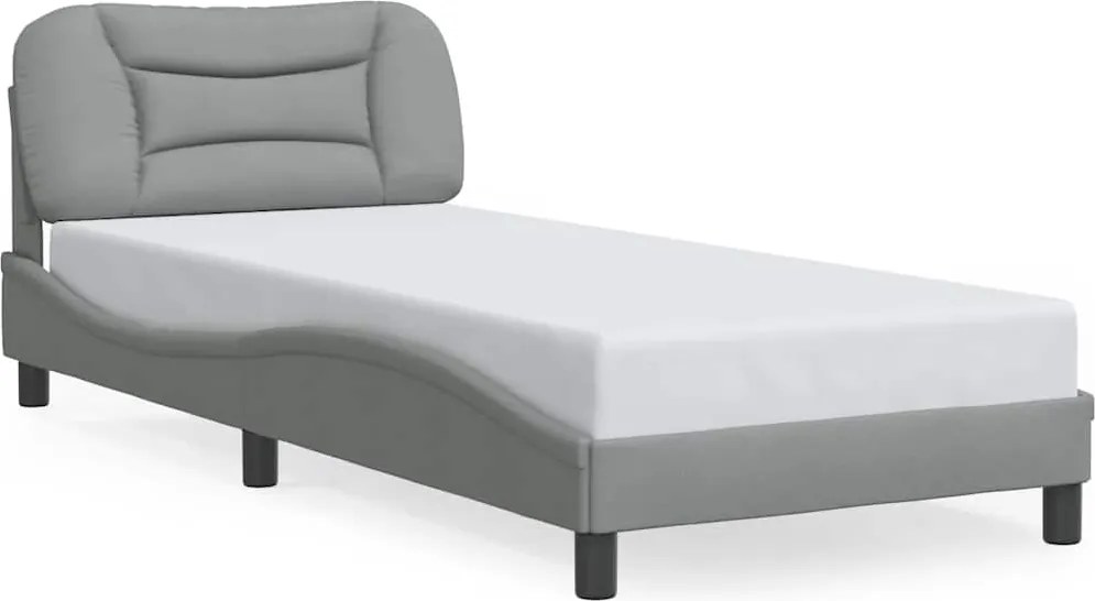 vidaXL Cadru de pat fără saltea, Hvar, gri deschis, 90x190 cm, textil