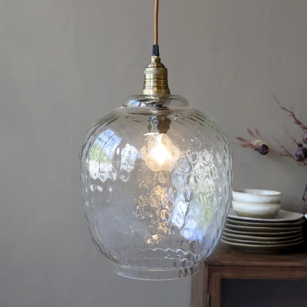 Lustra din sticla si alama, H39/D27cm, 40W