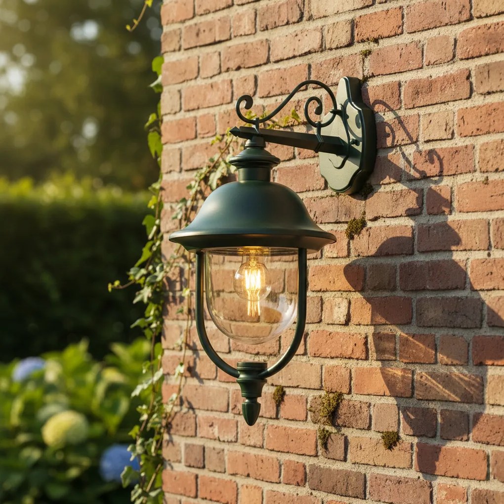 Lampă clasică de perete pentru exterior verde închis cu plastic IP44 - Genoa