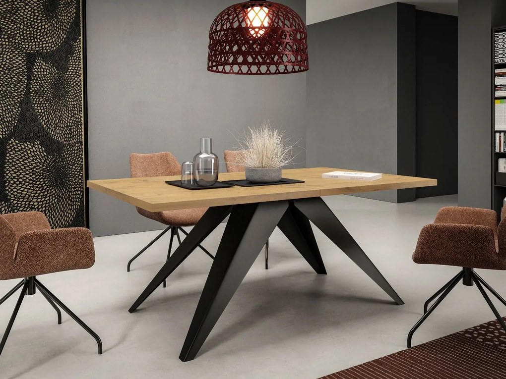 Masă sufragerie extensibilă Awalean 140 (Negru + Stejar lancelot) (pentru 6-10 persoane). 1105361