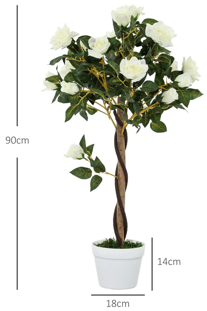 Outsunny Arbore artificial, plantă artificială în ghiveci de ciment, plantă artificială | Aosom Romania