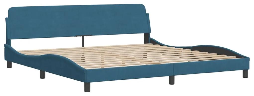 373256 vidaXL Cadru de pat cu tăblie, albastru, 200x200 cm, catifea