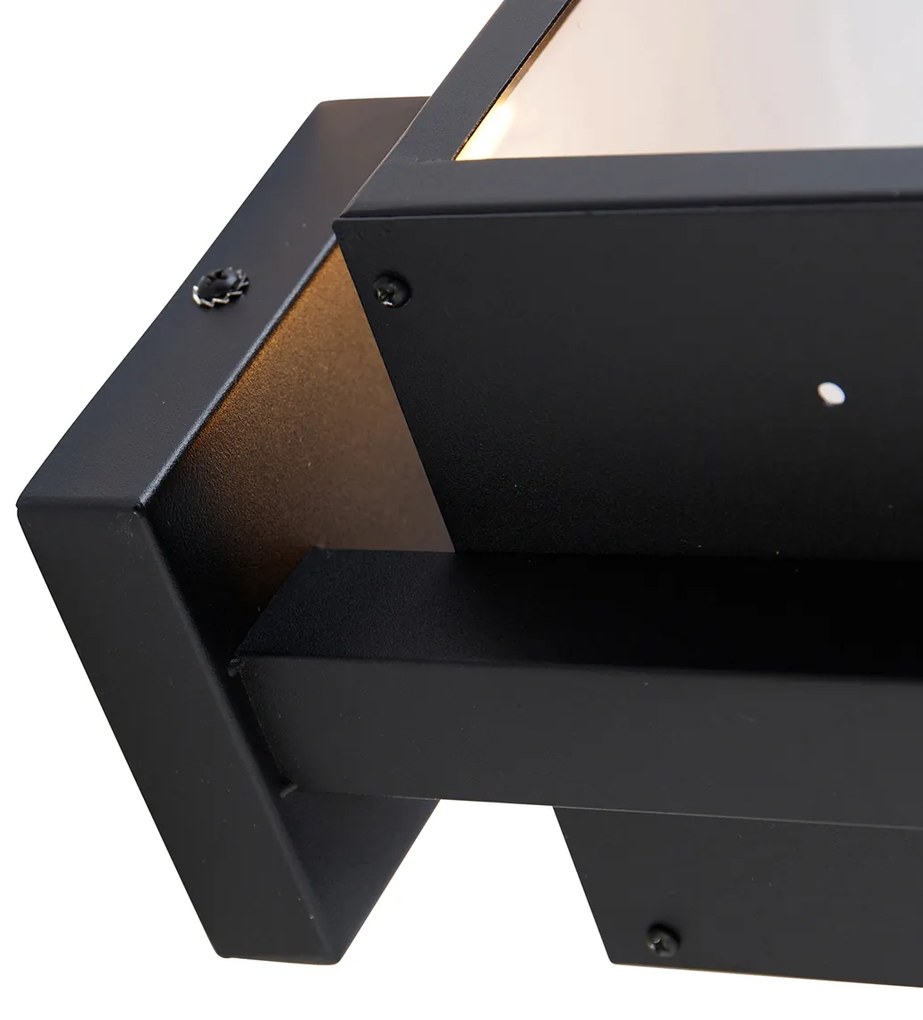 Lampă de perete inteligentă de exterior neagră cu sticlă 30 cm incl. Wifi ST64 - Rotterdam