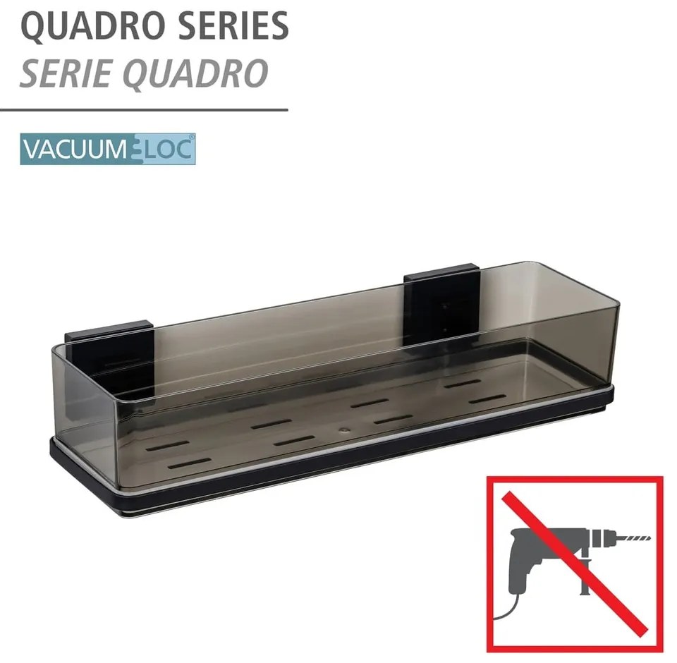 Raft pentru baie negru autoadeziv din plastic Quadro – Wenko