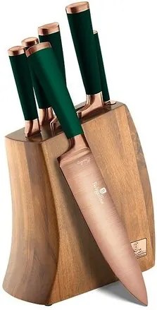 Set 6 piese cuțite Berlinger Haus Emerald  Collection, în bloc din lemn