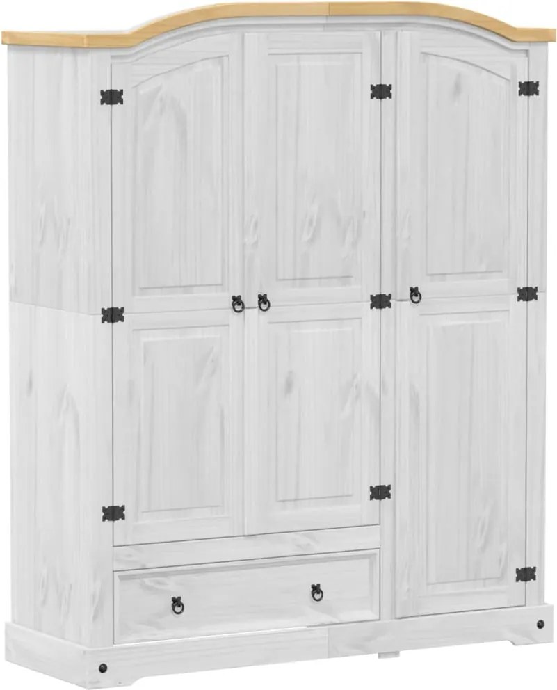 vidaXL Șifonier „Corona”, alb, 151,5x52x186 cm, lemn masiv de pin