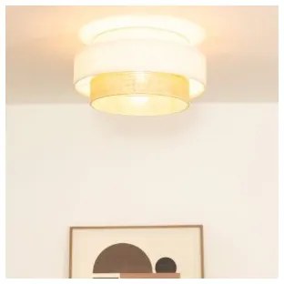 Plafonieră BOHO, 1 x E27, 60 W, 230 V, Ø 40 cm, alb/jută