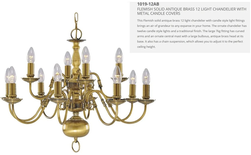 Candelabru traditional stil clasic Flemish alama 8L 1019-8AB SRT