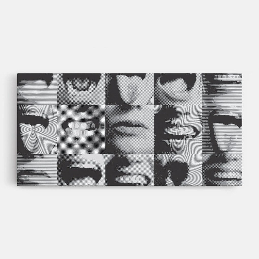 Tablou Canvas, 60x120cm, Dormitor si Living, Moderne, Colaje, Grey Mouth Collage