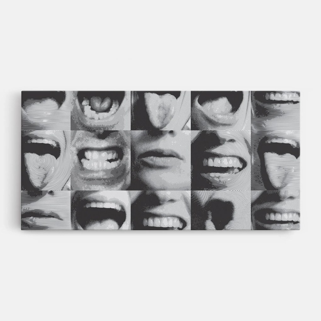 Tablou Canvas, 80x160cm, Dormitor si Living, Moderne, Colaje, Grey Mouth Collage