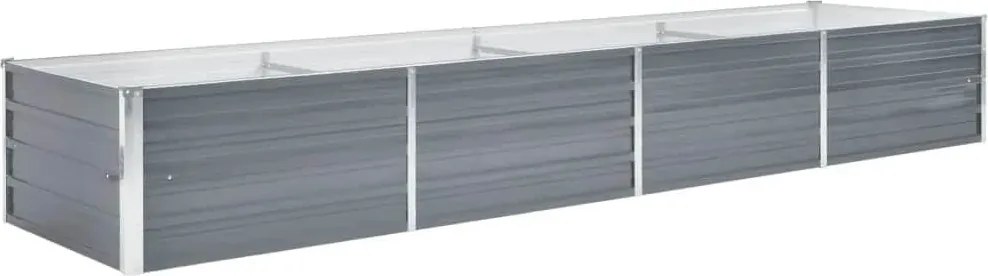 vidaXL Strat înălțat de grădină, gri, 320 x 80 x 45 cm oțel galvanizat