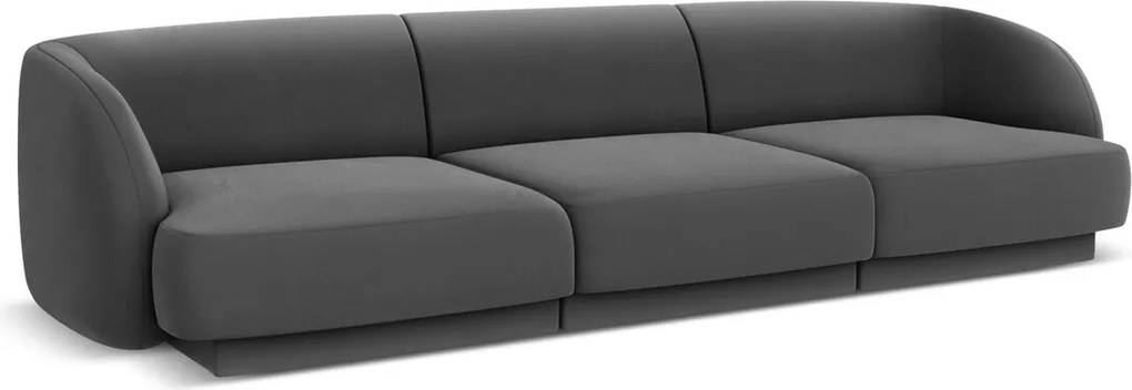 Canapea 3 locuri, Miley, Micadoni Home, BL, 259x85x74 cm, catifea, gri