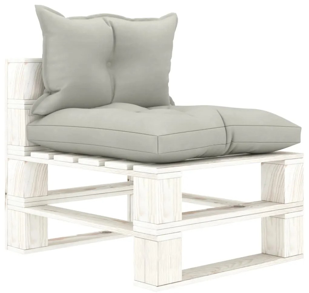 Set mobilier gradina din paleti, 7 piese, perne gri taupe, lemn taupe and white, 1